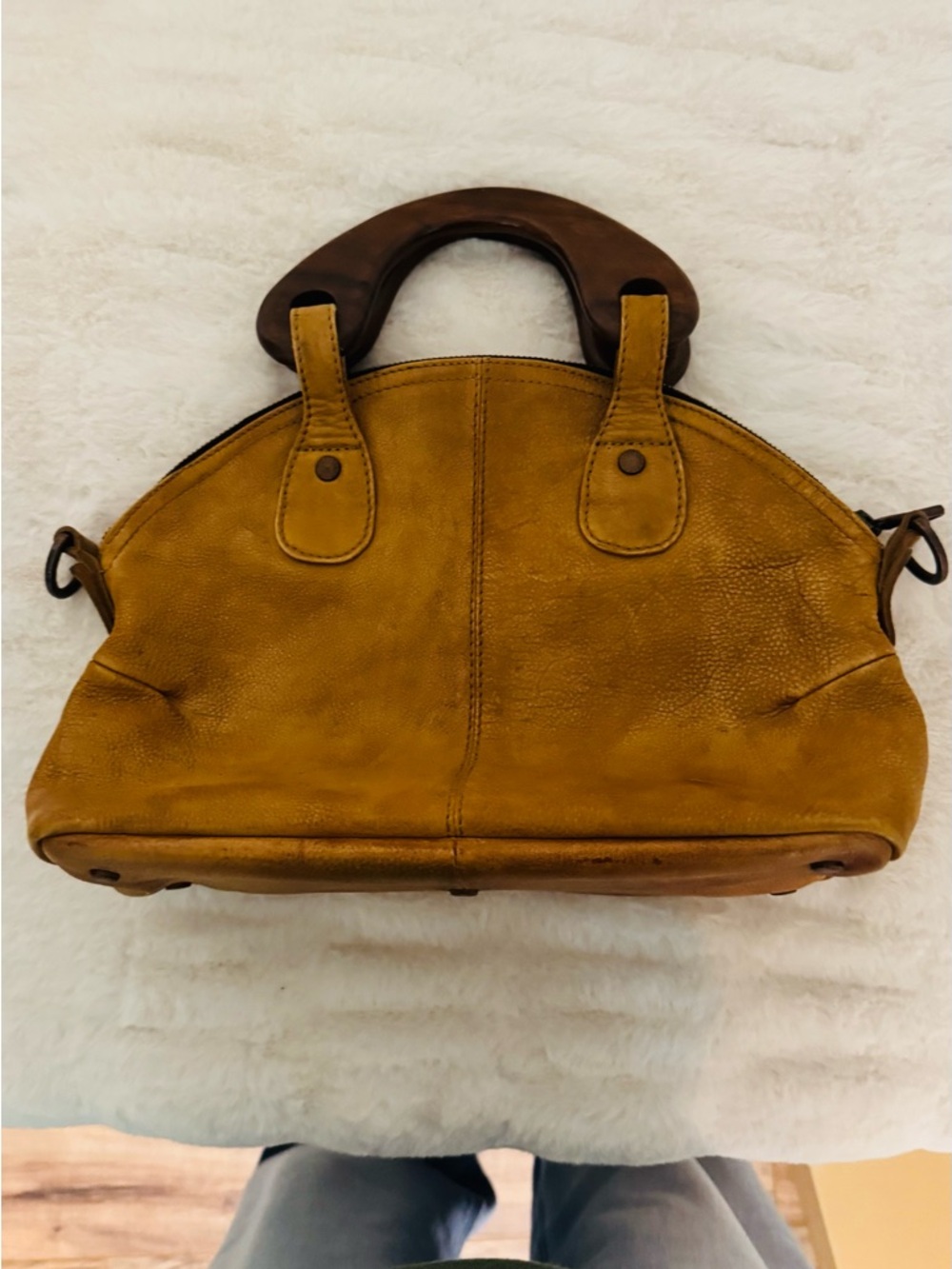 We The Free Mustard Leather Top-Handle Women's Bag